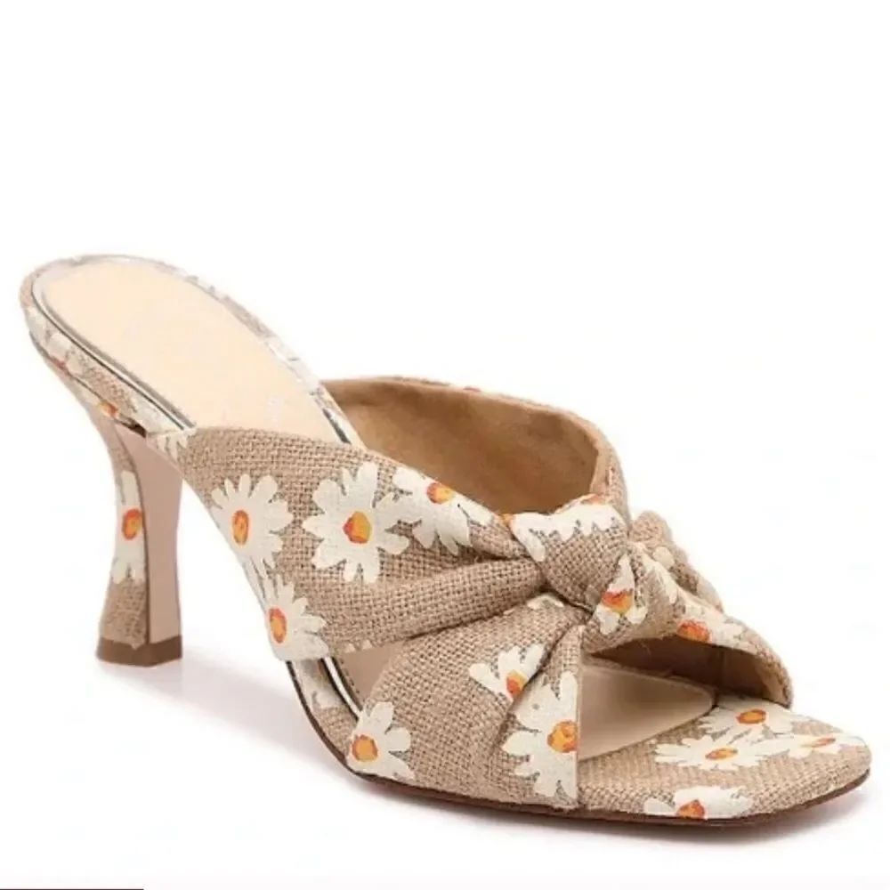 Jessica Simpson MAYXIE Floral Burlap Slip on Heeled Sandals